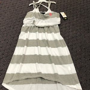 Hi-lo striped dress with ruffle